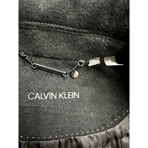Calvin Klein Single Breasted Cashmere Wool Blend Reefer Coat Black Size 6 $400 - Picture 12 of 15